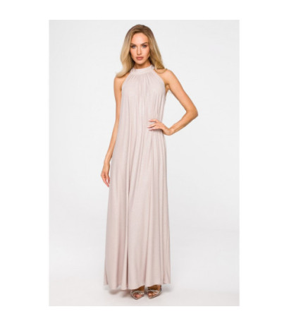 M721 Suknia z dekoltem typu halter - szampańska