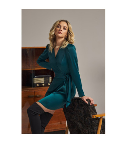 K156 Sukienka kopertowa - zielona