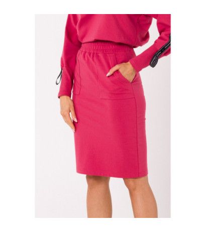 M728 Sportowa spódnica z gumą w pasie - koralowa