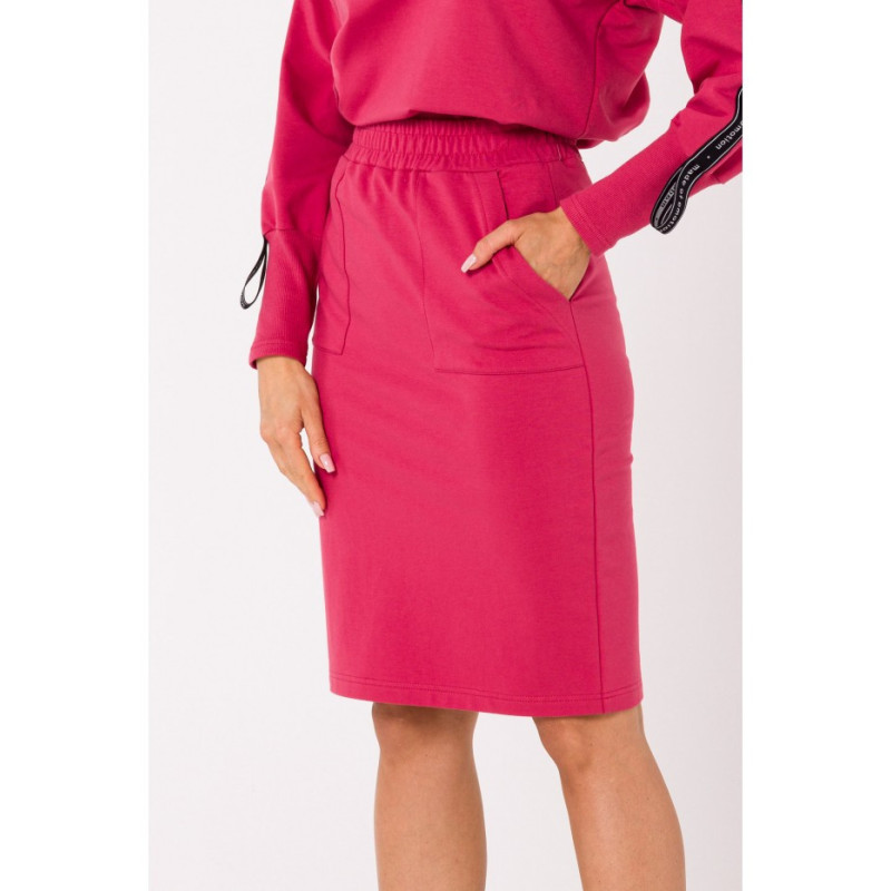M728 Sportowa spódnica z gumą w pasie - koralowa