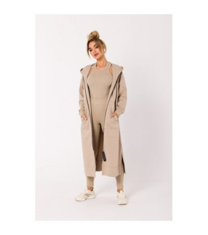 M729 Bluza długa jak parka - beżowa
