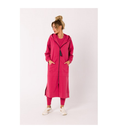 M729 Bluza długa jak parka - koralowa