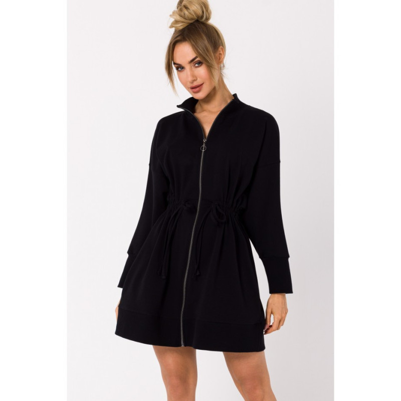 M733 Sukienka na zamek z wycięciami na plecach - czarna
