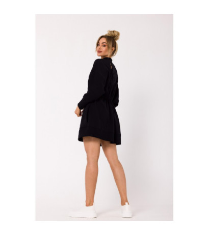 M733 Sukienka na zamek z wycięciami na plecach - czarna