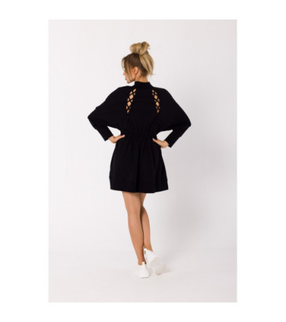 M733 Sukienka na zamek z wycięciami na plecach - czarna