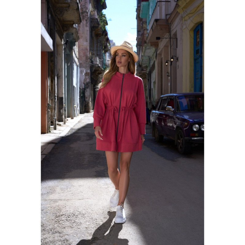 M733 Sukienka na zamek z wycięciami na plecach - koralowa