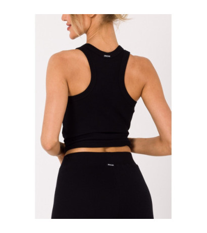 M734 Leginsy z prążkowanej dzianiny - czarne