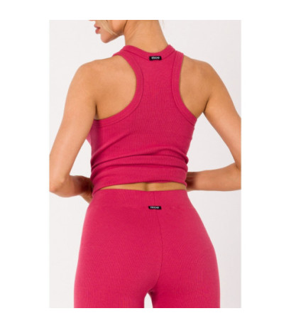 M734 Leginsy z prążkowanej dzianiny - koralowe