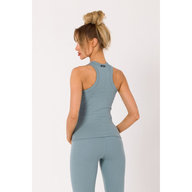 M735 Top bokserka z dzianiny prążkowanej - agawa