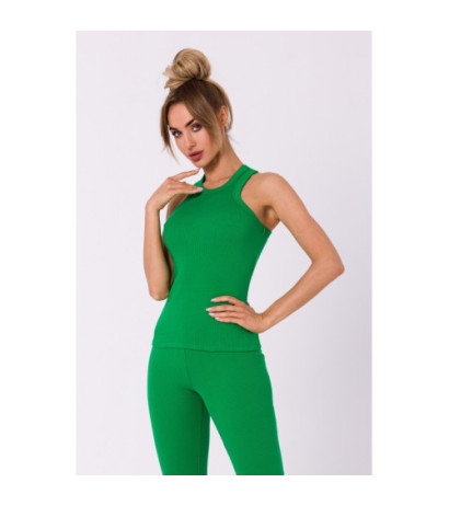 M735 Top bokserka z dzianiny prążkowanej - soczysta zieleń