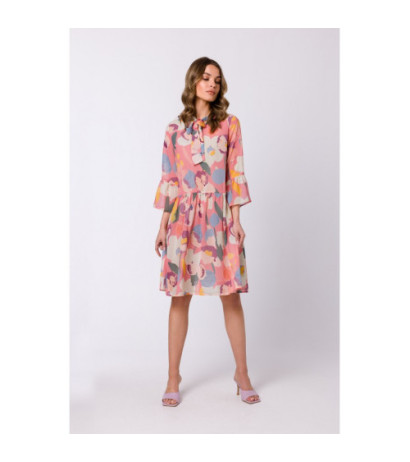 S337 Sukienka szyfonowa z wiązaniem przy szyi - model 1