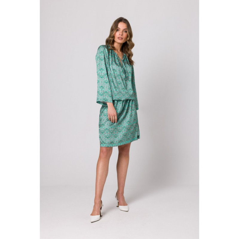 S338 Sukienka typu kaftan z wiązaniem przy szyi - model 1