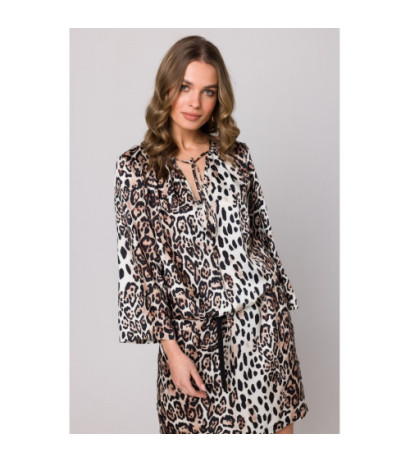 S338 Sukienka typu kaftan z wiązaniem przy szyi - model 2