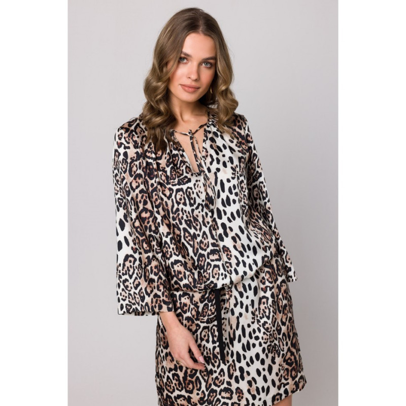 S338 Sukienka typu kaftan z wiązaniem przy szyi - model 2