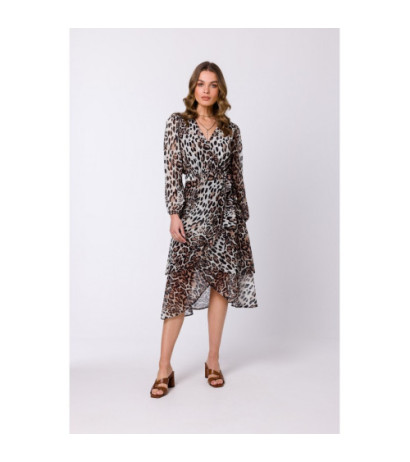 S341 Sukienka kopertowa z nadrukiem - model 2