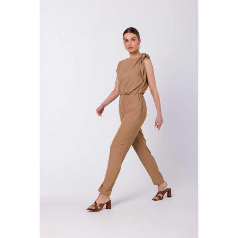 S345 Kombinezon z wiązaniem na ramieniu - beżowy