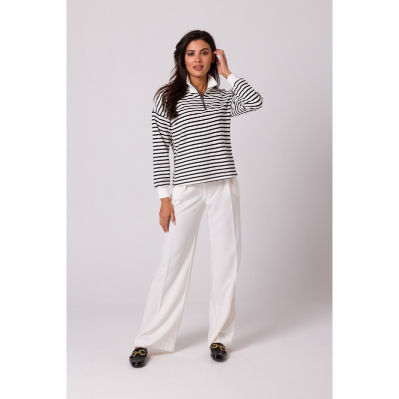 B250 Bluza w paski z wysokim kołnierzem - model 1