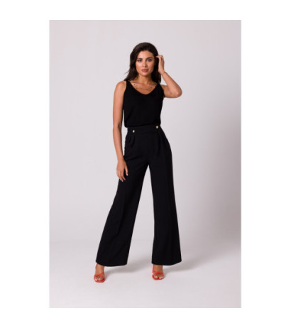 B252 Spodnie z ozdobnymi guzikami - czarne