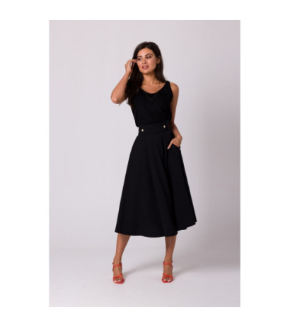 B265 Spódnica z wysokim stanem - czarna