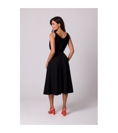 B265 Spódnica z wysokim stanem - czarna