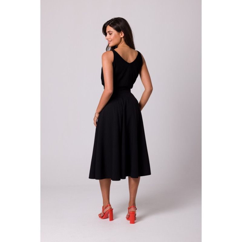 B265 Spódnica z wysokim stanem - czarna