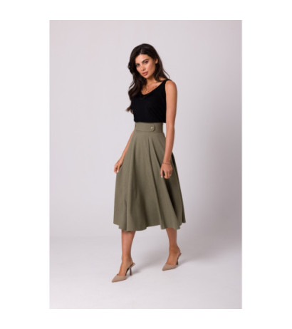 B265 Spódnica z wysokim stanem - oliwkowa