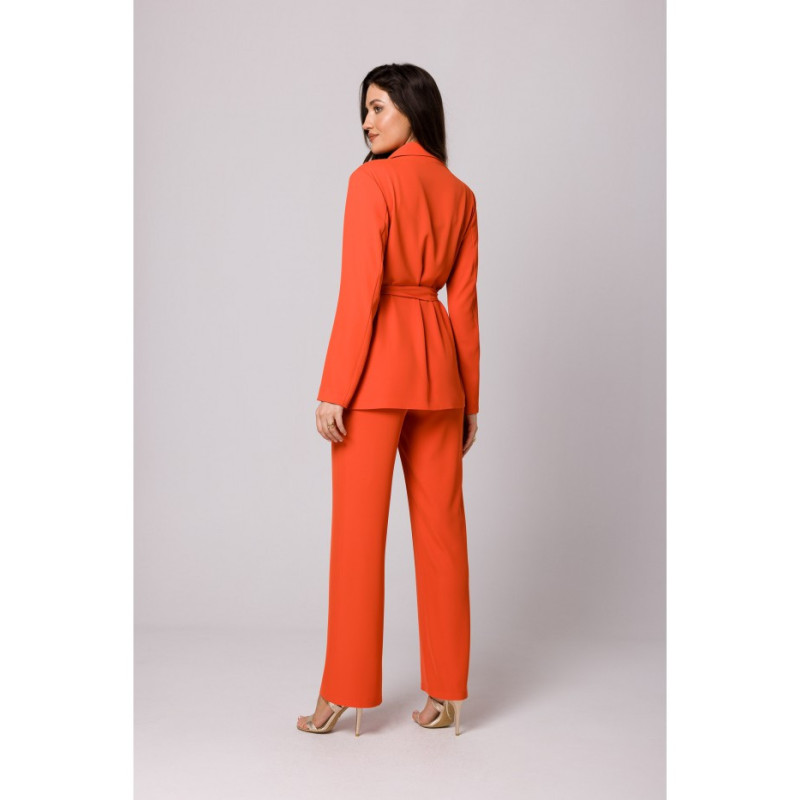 K161 Żakiet wiązany w pasie - koralowy