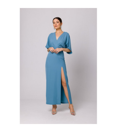 K163 Sukienka maxi - zimny niebieski