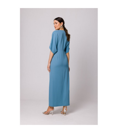 K163 Sukienka maxi - zimny niebieski