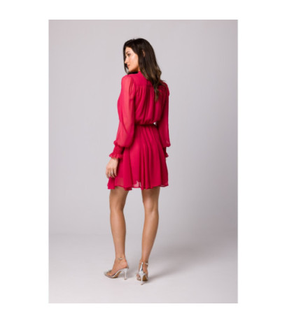 K168 Sukienka szyfonowa z klinami - fuksja