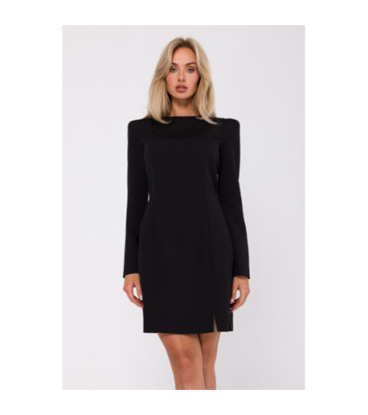 M755 Sukienka z modelującymi przeszyciami - czarna