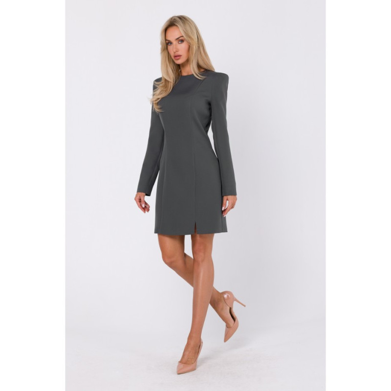 M755 Sukienka z modelującymi przeszyciami - khaki