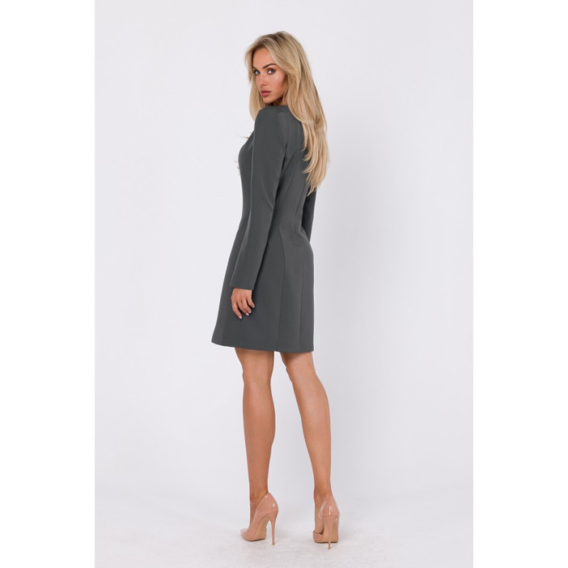 M755 Sukienka z modelującymi przeszyciami - khaki