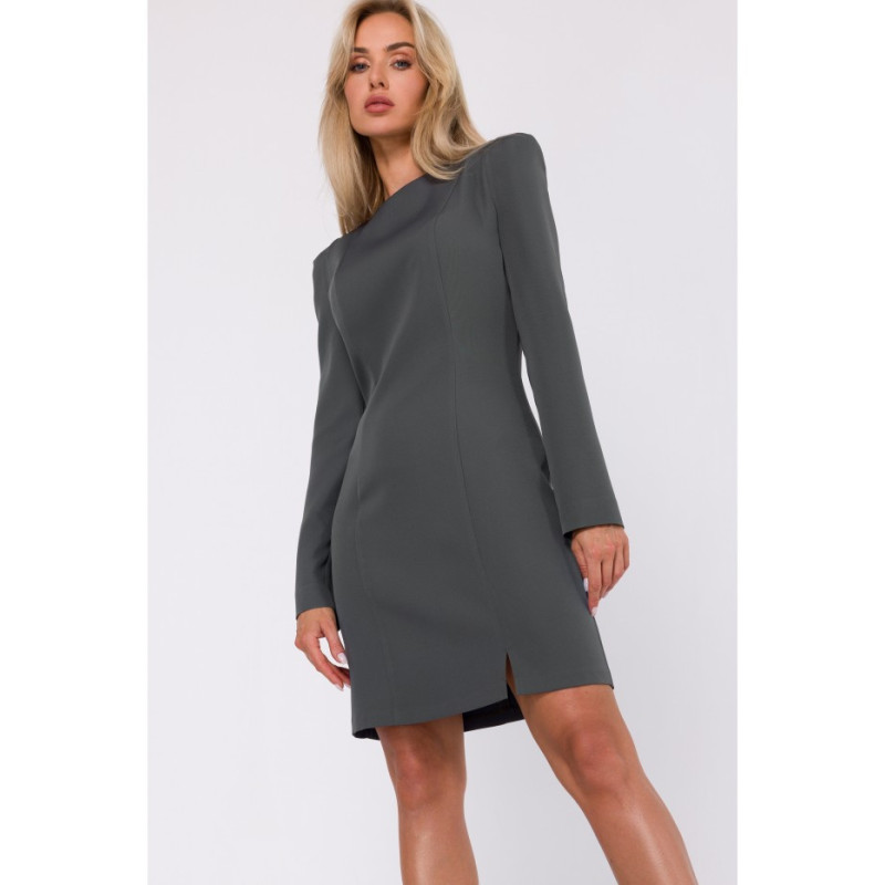 M755 Sukienka z modelującymi przeszyciami - khaki