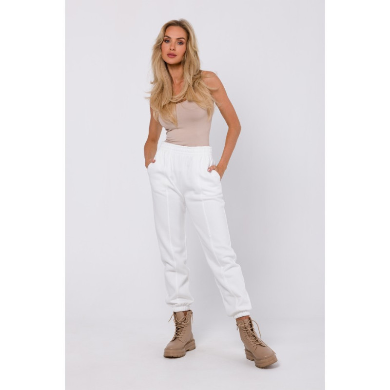M760 Spodnie dresowe z przeszyciami na nogawkach - ecru