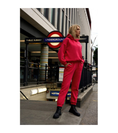 M760 Spodnie dresowe z przeszyciami na nogawkach - malinowe