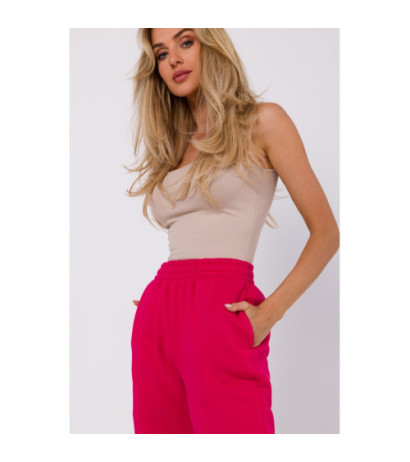 M760 Spodnie dresowe z przeszyciami na nogawkach - malinowe