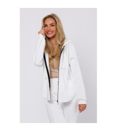 M761 Bluza z kapturem zasuwana na zamek - ecru