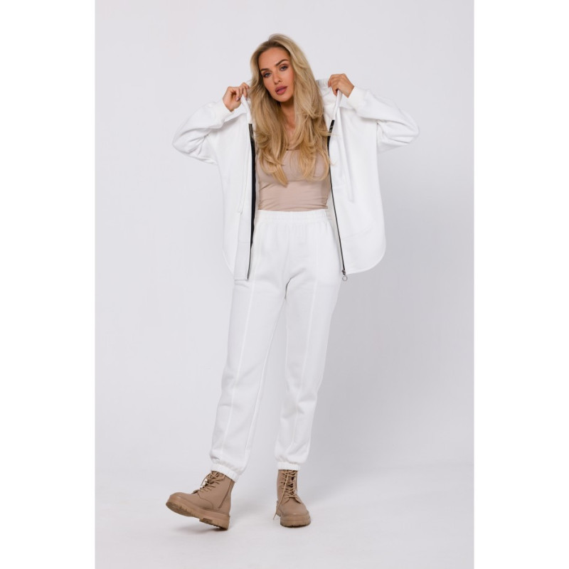 M761 Bluza z kapturem zasuwana na zamek - ecru