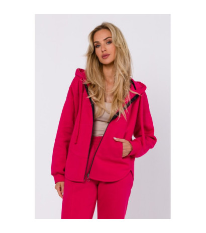 M761 Bluza z kapturem zasuwana na zamek - malinowa