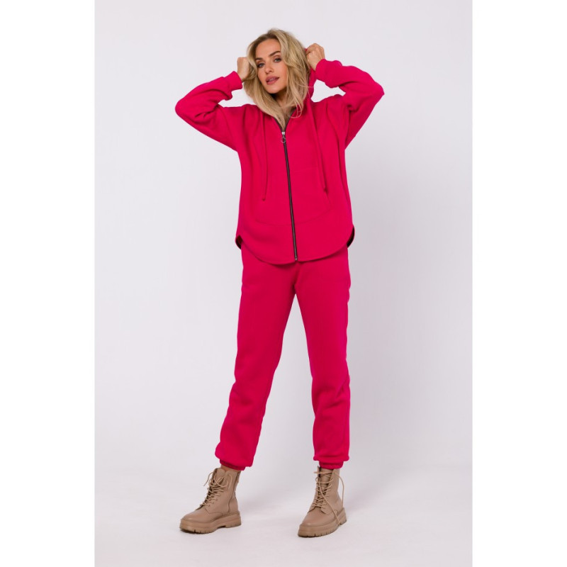 M761 Bluza z kapturem zasuwana na zamek - malinowa