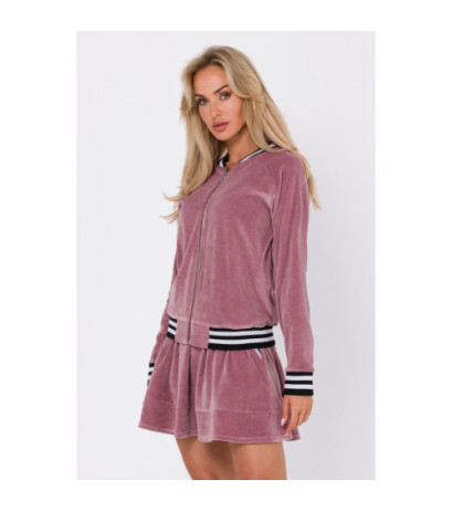 M766 Bluza z ozdobnymi mankietami i stójką - brudny róż