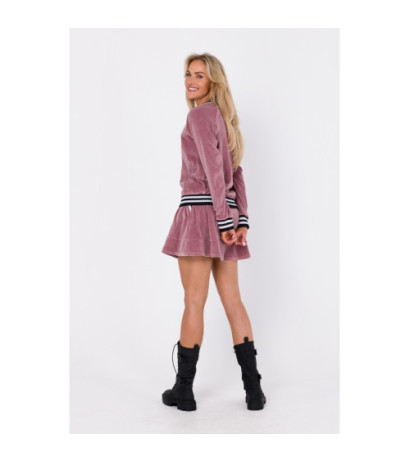 M766 Bluza z ozdobnymi mankietami i stójką - brudny róż