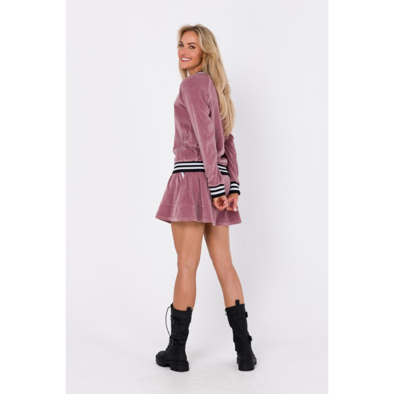 M766 Bluza z ozdobnymi mankietami i stójką - brudny róż