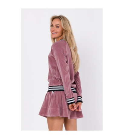 M766 Bluza z ozdobnymi mankietami i stójką - brudny róż