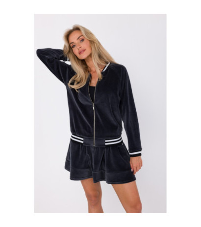 M766 Bluza z ozdobnymi mankietami i stójką - grafitowa