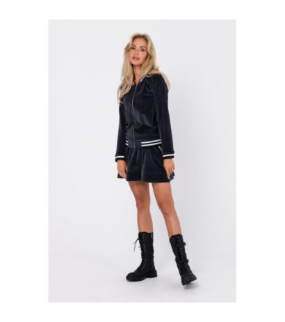 M766 Bluza z ozdobnymi mankietami i stójką - grafitowa