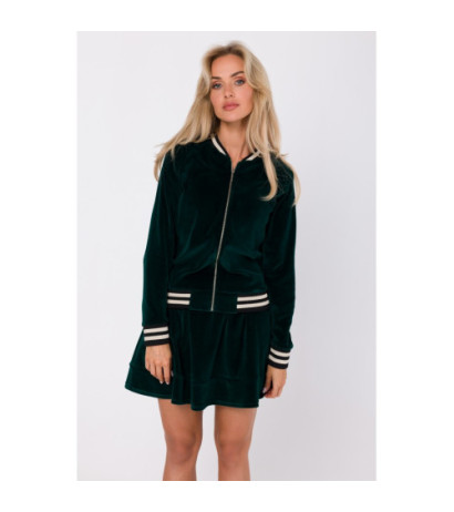 M766 Bluza z ozdobnymi mankietami i stójką - zielona