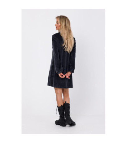 M767 Sukienka z dekoltem V - grafitowa