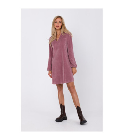 M767 Sukienka z dekoltem V - brudny róż